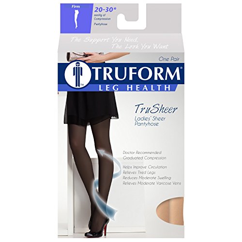 Truform 0265, Women's Compression Pantyhose, Sheer, 20-30 mmHg, Beige, Large