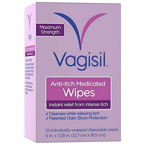 Vagisil Anti-Itch Medicated Wipes, Maximum Strength,12 ea