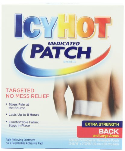 Icy Hot Extra Strength Medicated Patch, Large, 5-Count Box Temporarily Relieves Minor Pain Associated with Arthritis, Simple Backache, Muscle Strains, Sprains, Bruises, and Cramps