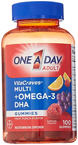 One A Day VitaCraves Multivitamin Gummies Plus Omega-3 DHA, 100 Count