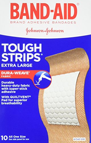 Band-Aid Brand Adhesive Bandages, Tough-Strips, Extra Large (1.75-Inch Wide), 10-Count Bandages