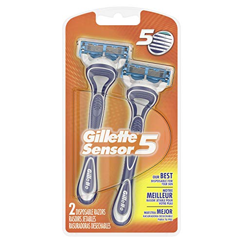 Gillette Sensor5 Men's Disposable Razors, 2 Count, Mens Razors/Blades