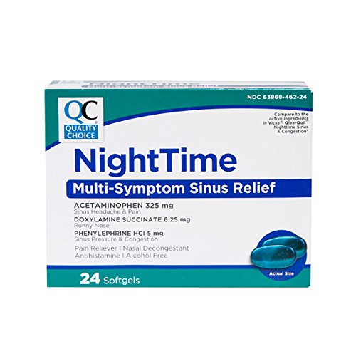 Quality Choice Nighttime Multi-Symptom Sinus Relief 24 Softgels Each (9)