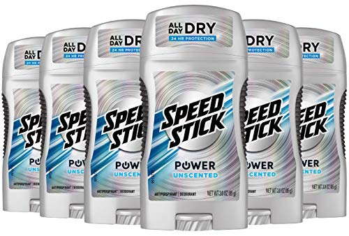 Speed Stick Power Antiperspirant Deodorant for Men, Unscented - 3 Ounce (6 Pack)