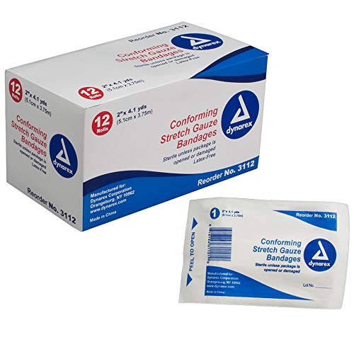 Dynarex Conform Stretch Gauze Bandages, Sterile 2 Inches by 4.1 Yards, 12 Rolls each