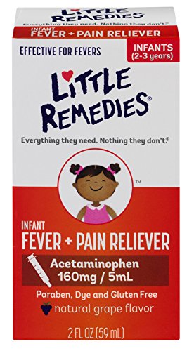 Little Remedies Infant Fever + Pain Reliever | Natural Grape Flavor | 2 oz | For Ages 2-3 years and up