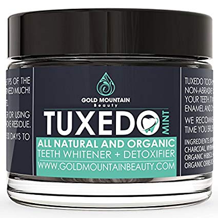 Tuxedo Teeth Whitening Activated Charcoal Powder, All Natural Tooth Whitener with Coconut Charcoal, and Bentonite Clay, Highest Quality Non Abrasive Safe on Enamel (Mint), 1.2 oz