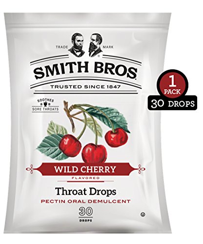 Sore Throat Lozenges with Pectin by Smith Brothers (Wild Cherry, 30 Count): Vintage Candy Throat Drops - The Original American Cough Drop