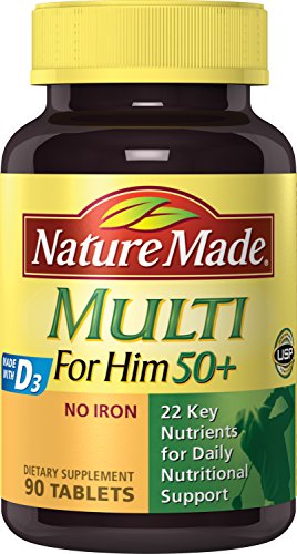 Nature Made Multi For Him 50+ Tablets w. D3 - 22 Essential Vitamins & Minerals 90 Ct