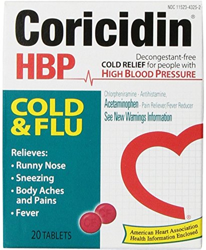 Coricidin HBP Cold & Flu Tablets, 20 ea