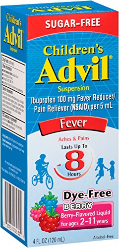 Children’s Advil Suspension (4 fl. oz, Berry-Flavored), 100mg Ibuprofen Fever Reducer/Pain Reliever, Dye-Free & Sugar-Free, Liquid Pain Medicine, Ages 2 – 11