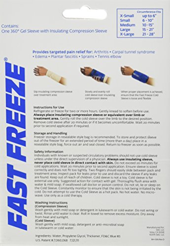 Fast Freeze Naturally Cool Cold Therapy: Compression Sleeve, Small