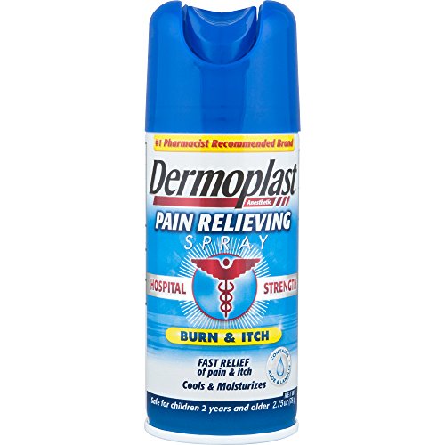 Dermoplast Hospital Strength Pain Relieving Spray for Minor Cuts, Burns, Scrapes, Insect Bites, Blisters, Sunburn, Minor Burns and Other Minor Skin Irritations, 20% Benzocaine, 0.05% Menthol. 2.75oz.