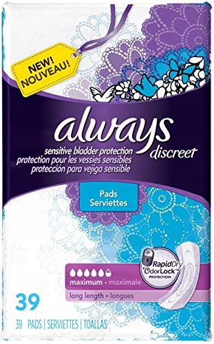 Always Discreet Incontinence Maximum Absorbency Pads, Long 39 ea