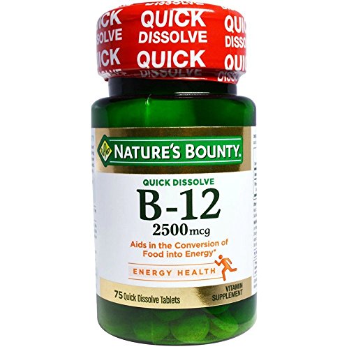 Nature's Bounty Vitamin Quick Dissolve B-12 2500 mcg Tablets, 75 ea