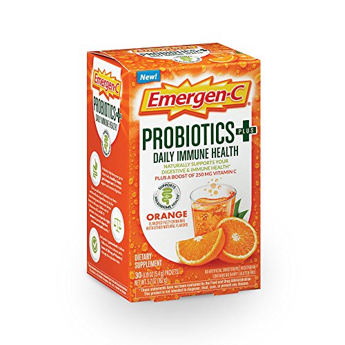 Emergen-C Probiotics+ (30 Count, Orange Flavor) Daily Immune Health Dietary Supplement Drink Mix Plus a Boost of 250mg Vitamin C, 0.19 Ounce Packets