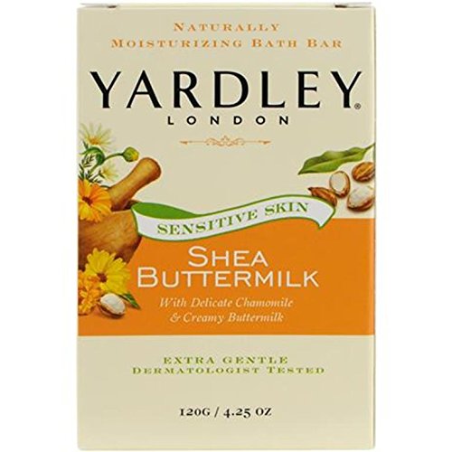 Yardley London Shea Buttermilk Sensitive Skin Naturally Moisturizing Bath Bar, 4.25 ounce