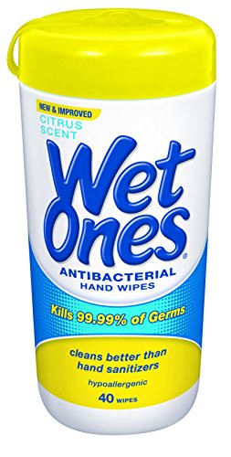 Wet Ones Citrus Antibacterial Hand and Face Wipes Canister, 40 Count