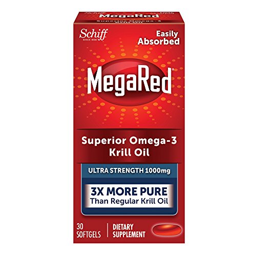 MegaRed 1000mg Ultra Strength Omega-3 Krill Oil - No fishy aftertaste as with Fish Oil, 30 softgels