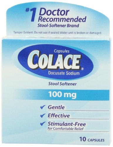 Colace Regular Strength Stool Softener 100 mg Capsules 10 Count Docusate Sodium Stool Softener for Gentle Dependable Relief