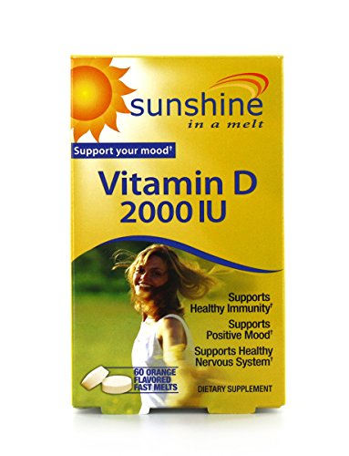 Sunshine Vitamin D 2,000 IU Quick Melts, Fast Release, Healthy and Strong Bones, 60 servings