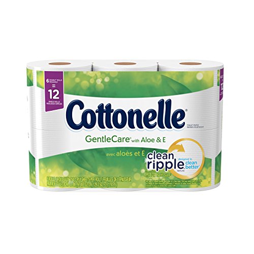 Cottonelle GentleCare Toilet Paper, 6 Double Rolls, Sensitive Bath Tissue with Aloe & Vitamin E