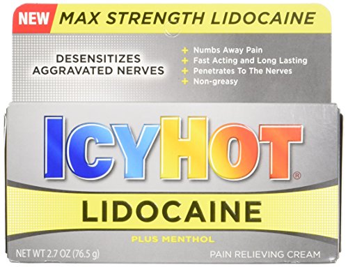 Icy Hot Cream with Maximum Strength Lidocaine, 2.7 Ounce, Temporarily Relives & Numbs Minor Pain Associated with Arthritis, Simple Backache, Muscle Strains, Sprains, Bruises, and Cramps