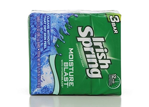 Irish Spring Deodorant Soap, Moisture Blast, Six 3.75 Oz. Bars