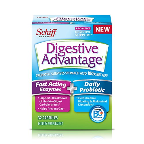 Digestive Advantage Fast Acting Enzymes Plus Daily Probiotic Capsules, 32 Count