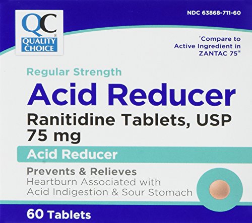 Quality Choice Non-presciption Heartburn 75 Acid Reducer Ranitidine 75mg. Tablet 60 Count , Boxes