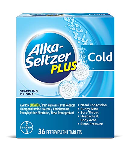 Alka-Seltzer Plus Cold Medicine, Sparkling Original Effervescent Tablets With Pain Reliever/Fever Reducer, Sparkling Original, 36 Count