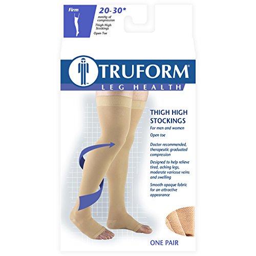 Truform Open Toe, Thigh High 20-30 mmHg Compression Stockings, Beige, X-Large