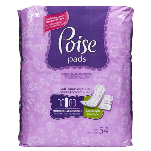 Poise Pads Moderate Absorbency, Long 54 ea