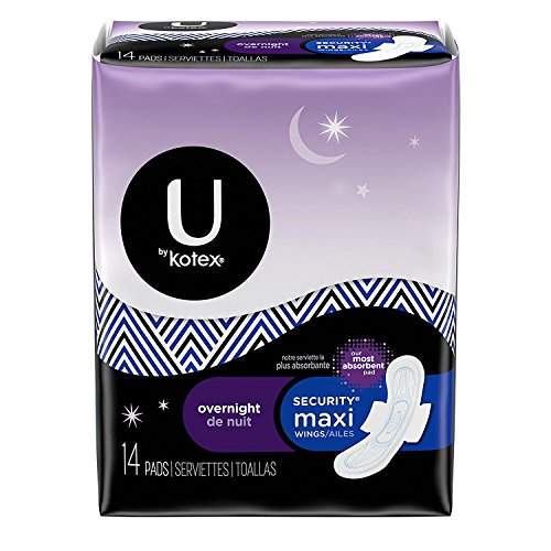 U by Kotex Overnight Maxi Pads, Security Pantiliners, Unscented, 14 each Pack, For Maximum Comfort And Protection