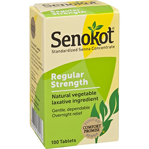 Senokot Regular Strength, 100 Tablets, Natural Vegetable Laxative Ingredient senna for Gentle Dependable Overnight Relief of Occasional Constipation