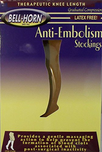 Knee High Ant-Embolism Stockings 18mmHg Graduated Compression (Large Short, Beige)