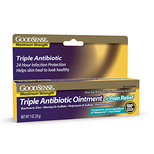 GoodSense Maximum Strength Triple Antibiotic Ointment plus Pain Relief, 1 Ounce