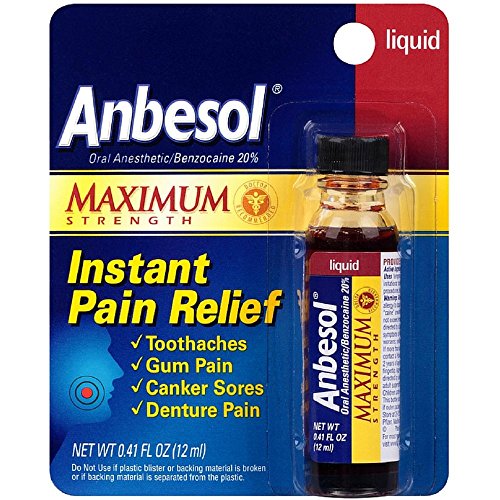 Anbesol Maximum Strength Oral Pain Relief Liquid-0.41 oz (Quantity of 5)