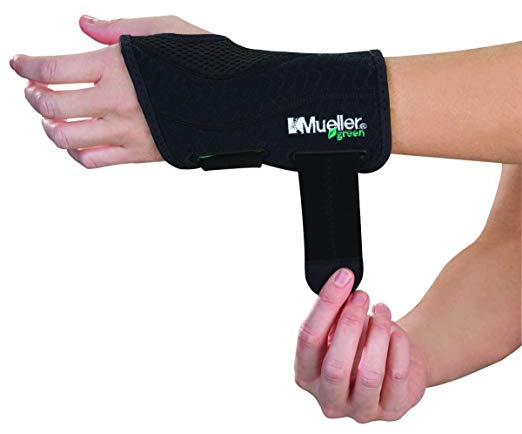 Mueller Fitted Wrist Brace, Black, Left hand, Large/XLarge