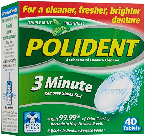 Polident 3-minute for cleaner,fresher and brighter denture 40-ea