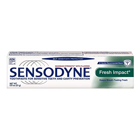 Sensodyne Sensitivity Travel Size Toothpaste, Fresh Impact, 24/7 Protection, 0.8 ounce