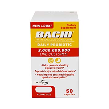 Bacid Daily Probiotic | 50 Capsules | Dietary Supplement for Digestive Health | 2 Billion Bacillus Coagulans Live Cultures