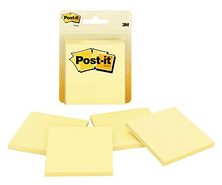 Post-it Notes, America’s #1 Favorite Sticky Note, 3 x 3-Inches, Canary Yellow, 4-Pads/Pack