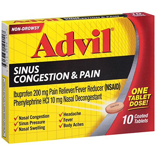 Advil Non-Drowsy Sinus Congestion and Pain 10 Coated Tablets