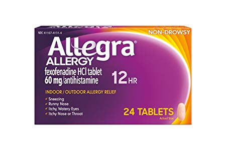 Allegra Adult Allergy 60 Mg 12 Hour 24 Count Long-Lasting Fast-Acting Antihistamine for Noticeable Relief from Indoor and Outdoor Allergy Symptoms