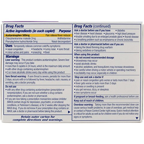 Contac Cold+Flu Day, 24 Night Caplets, Powerful Non-Drowsy Daytime Relief from Cold & Flu Symptoms, Nasal Decongestant, Pain Reducer