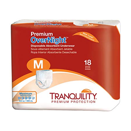 Tranquility Premium OverNight Disposable Absorbent Underwear (DAU) - MD - 72 ct