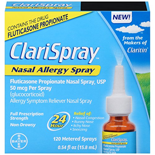 Clarispray 24 Hour Non-Drowsy Nasal Allergy Spray, 120 Metered Sprays, 0.54 Fl Oz