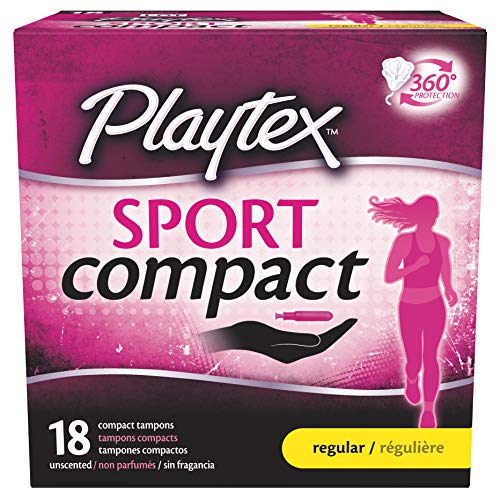 Playtex Sport Regular Absorbency Compact Tampons with Flex-Fit Technology, 18 Count