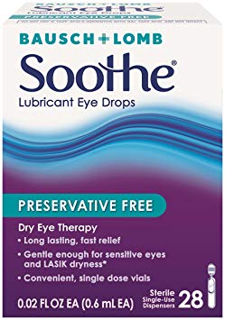 Bausch and Lomb Soothe Preservative-Free Long-Lasting Lubricant Eye Drops -28 ct.